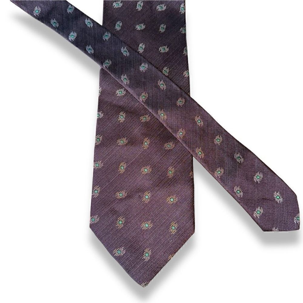 80s Giorgio Armani Brown Abstract 100% Silk Neck Tie